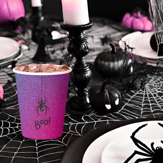 Gobelets En Papier Retro Glam Halloween Boo Spider Anniversaire