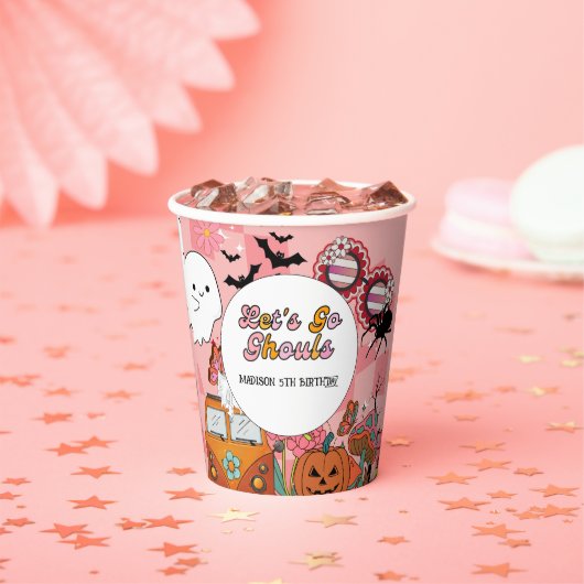 Gobelets En Papier Retro Grooy Allons au ghoul Halloween Anniversaire (Insitu)