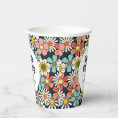 Gobelets En Papier Retro Hippie Super Fleur Bonjour Quatre-Vingt Anni (Droite)