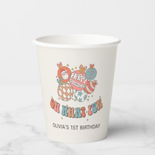 Gobelets En Papier Retro hiver Père Noël Noël fête d'anniversaire (Recto)