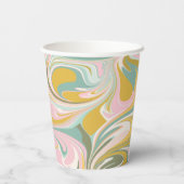 Gobelets En Papier Retro Jaune Pastel Résumé Mariage douche (Verso)