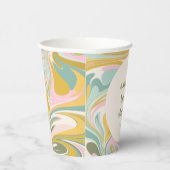 Gobelets En Papier Retro Jaune Pastel Résumé Mariage douche (Droite)