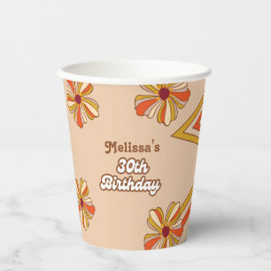 Gobelets En Papier Retro les années 70 Super Hippie Flower 30e annive