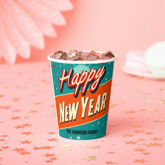 Gobelets En Papier Retro MCM Bonne année