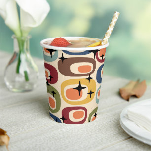 Gobelets En Papier Retro Mid-Century Moderne Abstrait