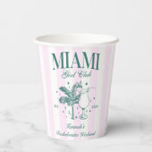 Gobelets En Papier Retro Modern Pink & Green Miami Bachelorette Party (Verso)