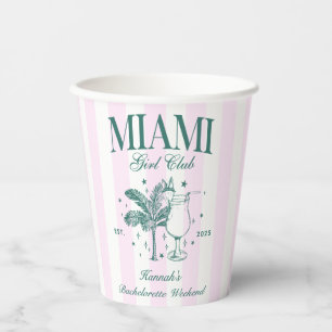 Gobelets En Papier Retro Modern Pink & Green Miami Bachelorette Party