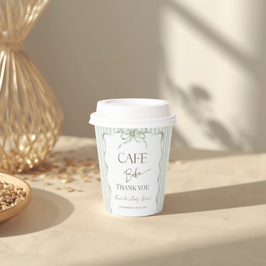 Gobelets En Papier Retro Neutral Bow Cafe Bebe Coffee Baby Shower