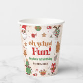 Gobelets En Papier Retro Noël fête d'anniversaire (Recto)