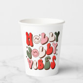 Gobelets En Papier Retro Noël Holly Jolly Vibes Vacances tendance (Verso)
