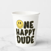 Gobelets En Papier Retro One Happy Dude premier anniversaire (Verso)