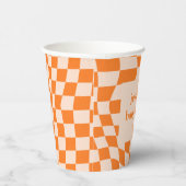 Gobelets En Papier Retro Orange Abstract Check Custom Baby Shower (Droite)