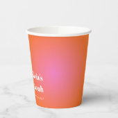 Gobelets En Papier Retro Orange Gradient Bat mitzvah unique personnal (Gauche)