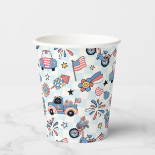 Gobelets En Papier Rétro Patriotique États-Unis 4 juillet