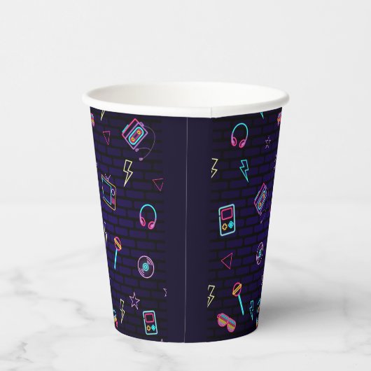 Gobelets En Papier Retro Pop Neon Enfants Anniversaire Bash (Droite)