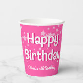 Gobelets En Papier Retro Pretty Rose Stars Joyeux anniversaire (Verso)