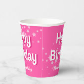 Gobelets En Papier Retro Pretty Rose Stars Joyeux anniversaire (Droite)