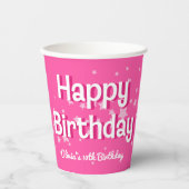 Gobelets En Papier Retro Pretty Rose Stars Joyeux anniversaire (Recto)