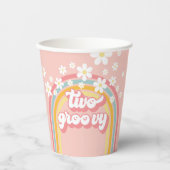 Gobelets En Papier Retro Rainbow Deux Super 2e anniversaire (Recto)