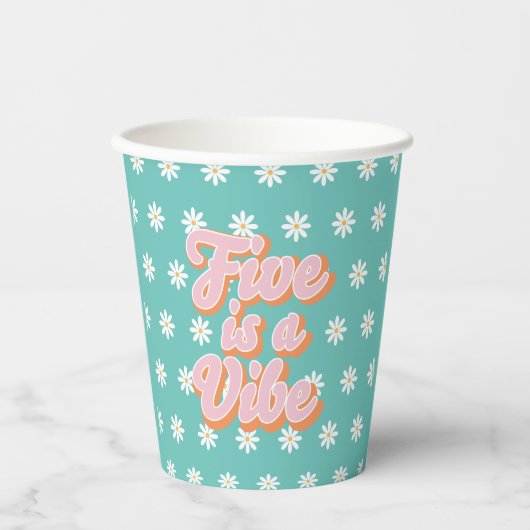 Gobelets En Papier Retro Rainbow FIVE est un Vibe Super 5e anniversai (Recto)