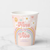 Gobelets En Papier Retro Rainbow Nine est un Vibe 9e anniversaire (Recto)