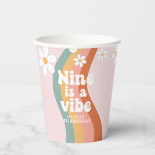 Gobelets En Papier Retro Rainbow Nine est une ambiance Daisy 9e anniv