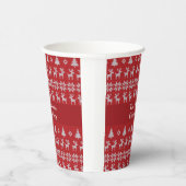 Gobelets En Papier Retro Red Christmas Reindeer Custom Holiday Party (Droite)
