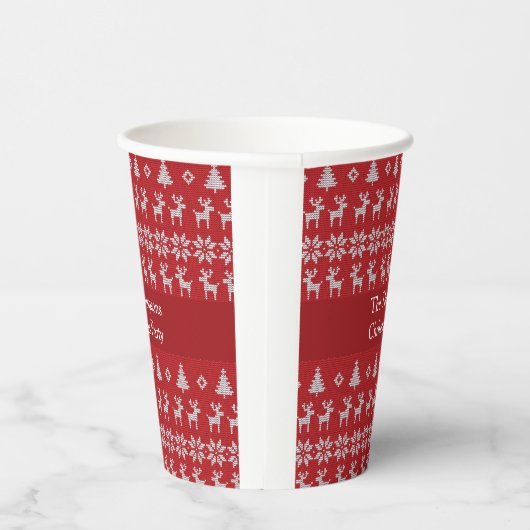 Gobelets En Papier Retro Red Christmas Reindeer Custom Holiday Party (Droite)