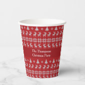 Gobelets En Papier Retro Red Christmas Reindeer Custom Holiday Party (Recto)