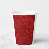 Gobelets En Papier Retro Red Circuit Board Tech Pattern (Recto)
