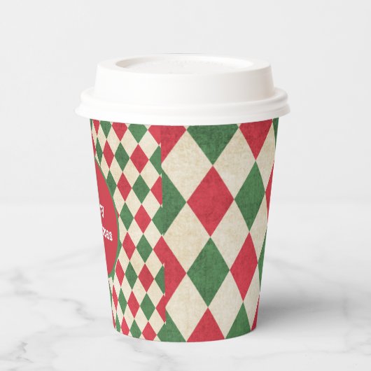 Gobelets En Papier Retro Red Green Harlequin (Gauche)