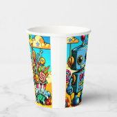 Gobelets En Papier Retro Robot Birthday Boy personnalisable (Droite)