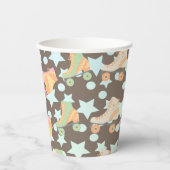 Gobelets En Papier Retro Rollerskates Anniversaire Patins Stars Motif (Recto)