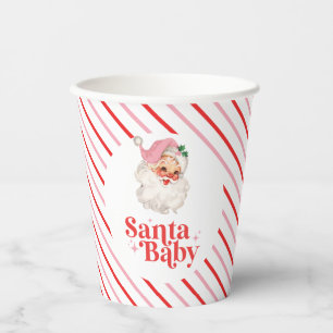 Gobelets En Papier Retro Rose Santa Baby bébé fête de Noël