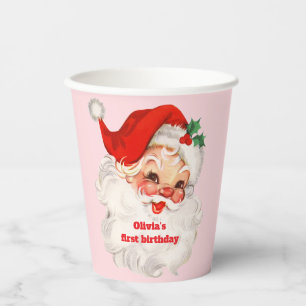Gobelets En Papier Retro Santa anniversaire