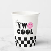 Gobelets En Papier Retro Smile Face Deux Cool fête d'anniversaire (Recto)
