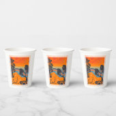 Gobelets En Papier Retro Sunset Forest Paysage Abstrait