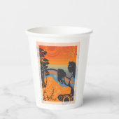 Gobelets En Papier Retro Sunset Forest Paysage Abstrait (Recto)