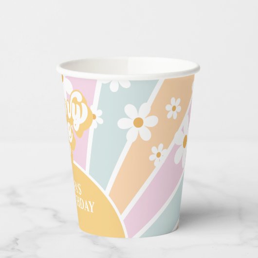 Gobelets En Papier Retro Sunshine Super Un pastel Daisy Anniversaire  (Gauche)