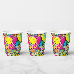 Gobelets En Papier Retro Super 60's 70's Birthday Party tasses papier