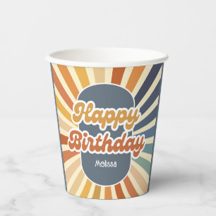 Gobelets En Papier Retro Super Vague Joyeux Anniversaire