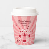 Gobelets En Papier Retro Super Wave Disco Ball Musical Rose Anniversa (Verso)