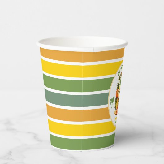 Gobelets En Papier Retro Tropical Ananas Pickleball Enterrement de Vi (Droite)