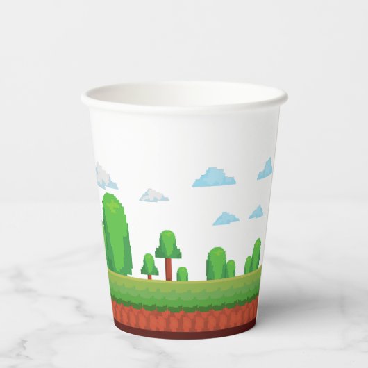 Gobelets En Papier Retro Video Game Menu 1ère fête d'anniversaire (Verso)