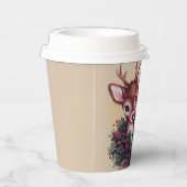 Gobelets En Papier rétro vintage Noël renne vacances  (Droite)