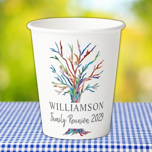 Gobelets En Papier Retrouvailles familiales Coupe de papier d'arbre f