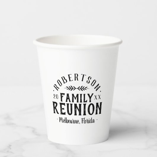 Gobelets En Papier Retrouvailles familiales personnalisées rustiques  (Recto)