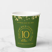 Gobelets En Papier Réunion de classe de l'école Green & Gold (Recto)