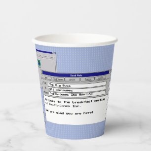 Gobelets En Papier Réunion d'entreprise Windows 95 sur ordinateur