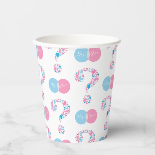 Gobelets En Papier Révélation de genre de garçon ou de fille (Recto)